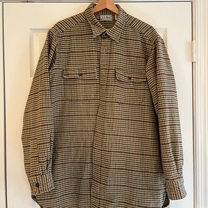 VTG LL Bean Chamois Cloth Flannel Yellow Plaid Shirt Men's Sz XL TALL USA Made